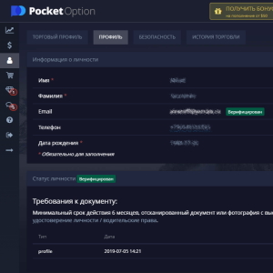 Как удалить профиль в Pocket Option