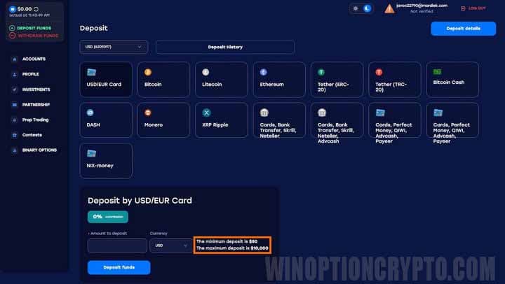 пополнение депозита в AZAForex