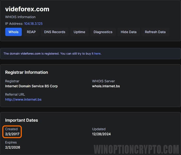 VideForex domain registration