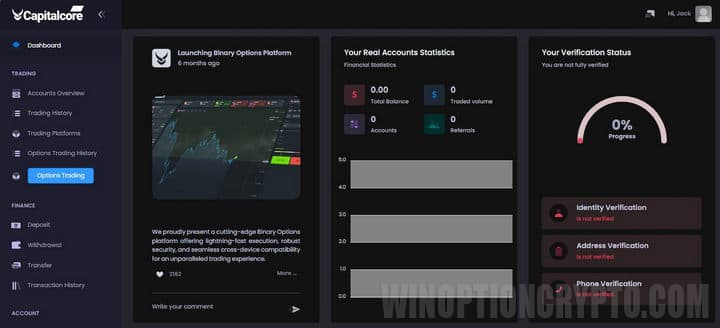 кабинет пользователя в сapitalcore