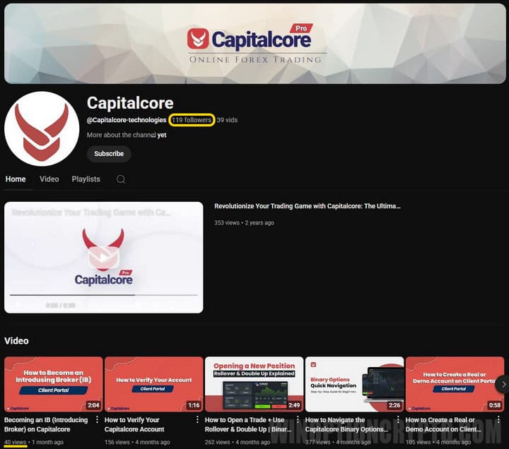 YouTube channel capitalcore
