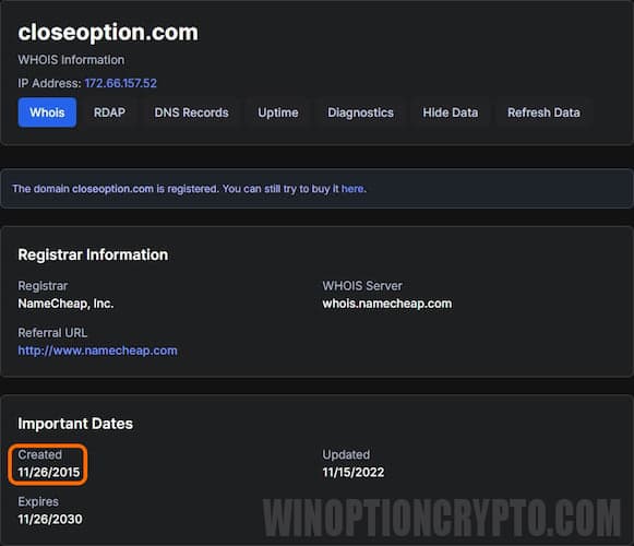 domain registration CloseOption