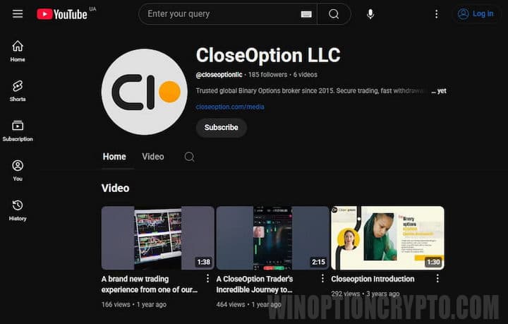 YouTube channel CloseOption