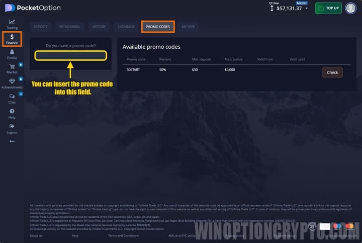 how to use pocket option promocodes