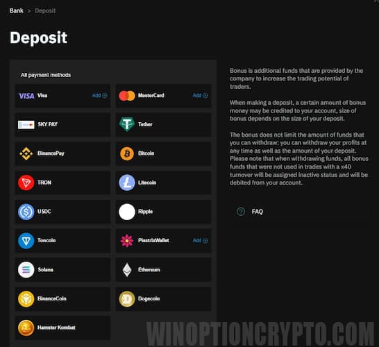 Sistemas de pago compatibles con Binarium