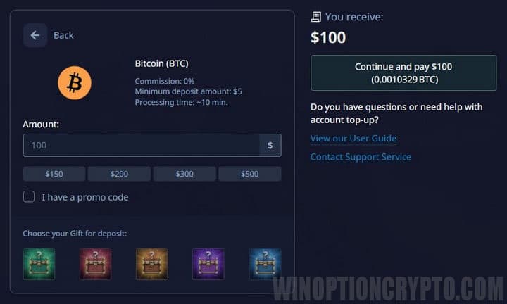 reposición a través de criptomonedas