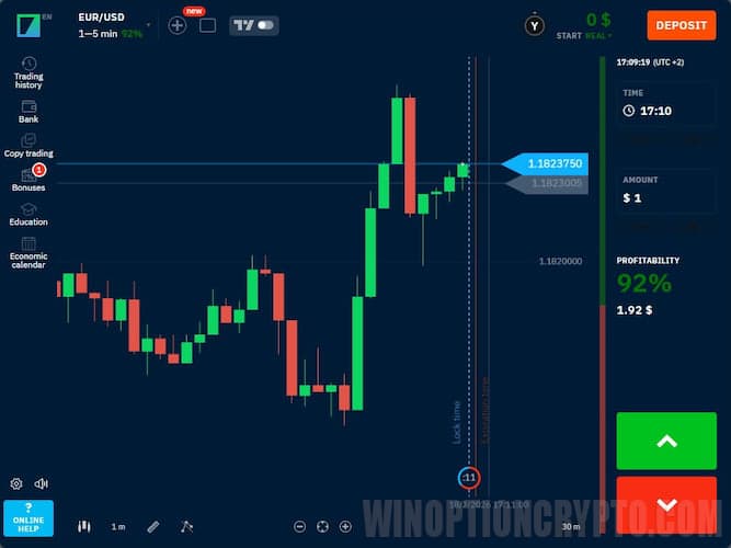Binarium mobile app interface