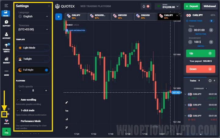 application settings