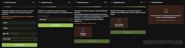 верификация аккаунта в RaceOption