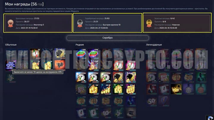 раздел мои награды в аккаунте pocket option