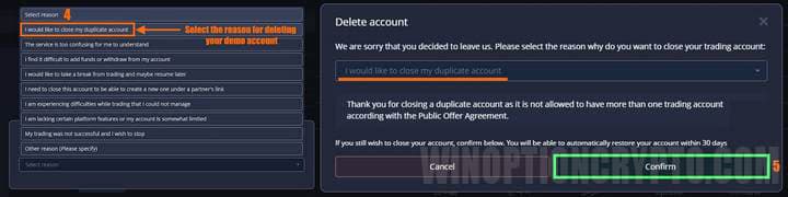 reason for deleting account