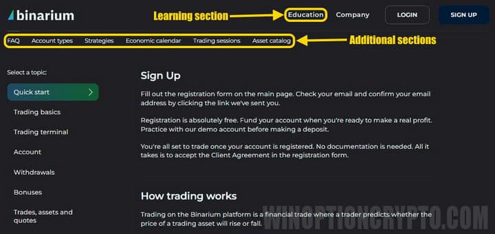 Binarium trading training