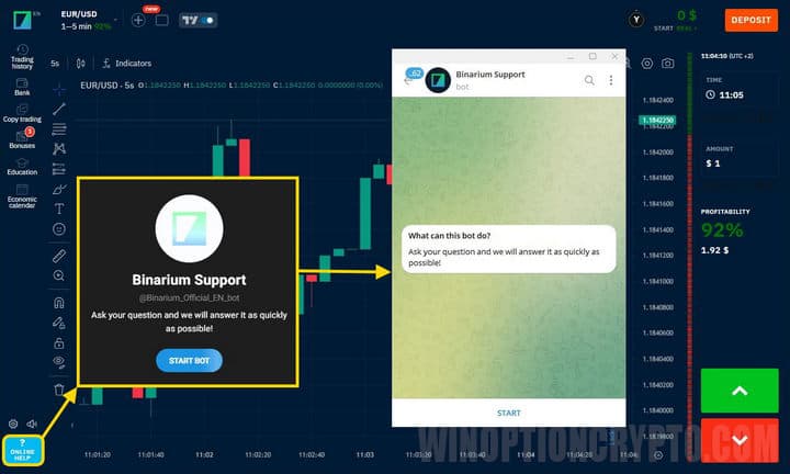 Binarium support service