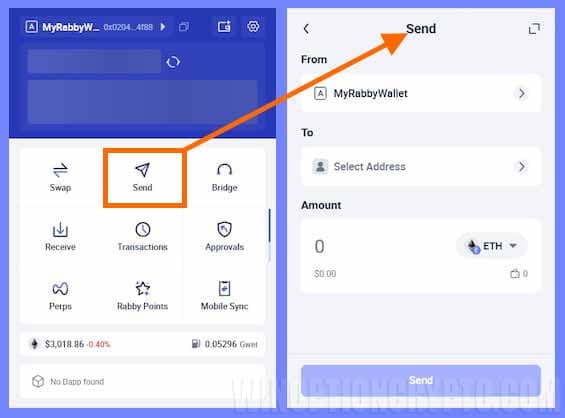 вывод средств в Rabby Wallet