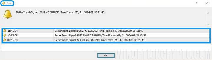 настройки алертов в Better Trend Advanced