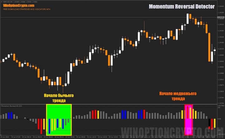 цветовая индикация в Momentum Reversal Detector